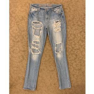 Distressed Light-washed Jeans